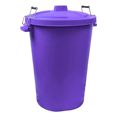 Image of Easy Shopping 85 Litre 85L Extra Large Colour Plastic Dustbin Garden Bin Clip on Locking Lid Heavy Duty for Rubbish Recycle Waste Animal Feed Storage Unit (1, Purple)