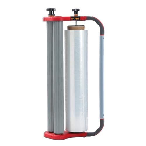 Image of KATSU Tools Manual Stretch Film Dispenser Tool - Adjustable Tension, Carton Pallet Packing Handheld Wrap Machine, 1 x Roll 3kg Film Included