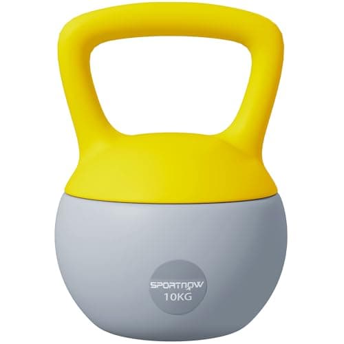 Image of SPORTNOW Soft Kettlebell, 10kg Kettle Bell with Non-Slip Handle for Home Gym Weight Lifting and Strength Training, Yellow and Grey