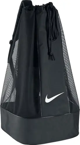 Image of Nike Club Team Swoosh Soccer Ball Bag - Black/Black/White, 86 x 47 x 47 cm, 164 l