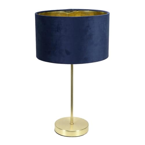 Image of ValueLights | Charlie Gold Stem Table Lamp with Navy Velvet & Gold Inner Shade & Warm White Bulb | Table Lamps, Home Décor & Improvement Essential