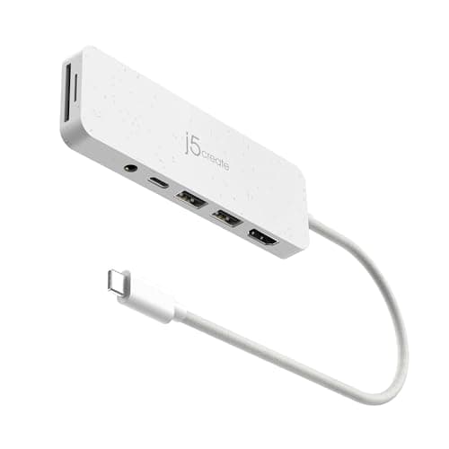 Image of j5create USB-C Multi-Port Hub with Power Delivery with 4K HDMI/2 USB-A 5Gbps/PD 100W Charging SD&Micro SD/3.5mm Audio | for MacBook Pro&Air/iPad Pro/iMac/Surface/XPS/Thinkpad/Galaxy/and More(JCD373EW)