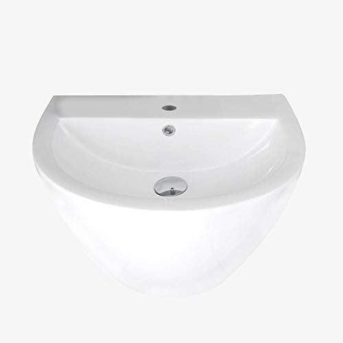 Image of Milano Irwell White Ceramic Wall Hung 1 Tap Hole Bathroom Basin Sink - 530mm x 440mm