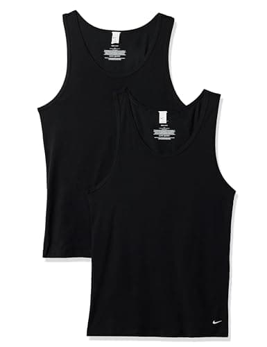 Image of Nike Men's All Day Cotton Stretch Tank Undershirts (2-Pack), Black, Large