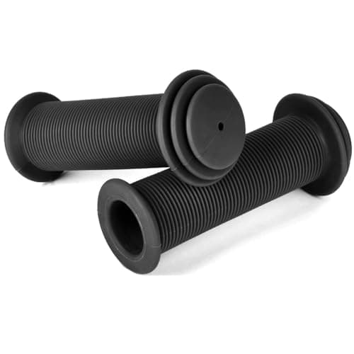 Image of URAQT Bike Handlebar Grips, Solid Color Children's Bike Handlebars, Soft Non-Slip Bicycle Handle Grip, Rubber Handle Cover Universal Kids Grips for Boys and Girls Kids Bikes(Black)