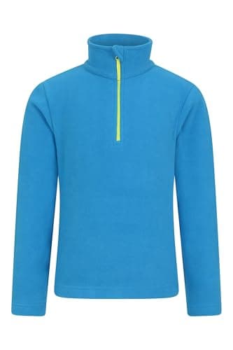 Image of Mountain Warehouse Camber II Kids Half-Zip Fleece - Lightweight & Breathable Microfleece Sweatshirt For Boys & Girls - For Spring Summer, Outdoors & Travelling Cobalt Kids Size 3-4 Years