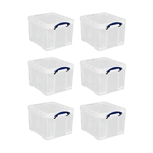 Image of Really Useful 35 Litre Plastic Storage Box, Clear, Pack of 6 boxes, MEGA-DEAL