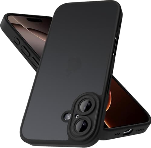 Image of Mootobo Designed for iPhone 16 Plus Case 6.7 inch, Military-Grade Protection 360° Full Body Frosted Translucent Back Phone Cover, Anti-Fingerprint Slim Shockproof Phone Case for iPhone 16 Plus – Black