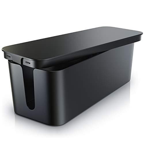 Image of Bearware - Cable Tidy Box - Cable Management Box - Cable Organizer - Cable Box - Box for covering cables - Multiple Socket Organizer - Handy Charging Box - Black