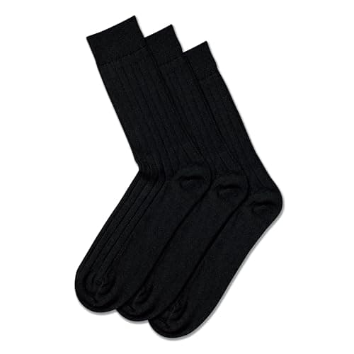 Image of Charles Tyrwhitt Merino Wool Socks for Men - 3 Pack of Luxury Black Ribbed Wool Socks - Breathable, Soft & Durable - Seamless Toe & Reinforced Heel - Premium Wool for Comfort & Style