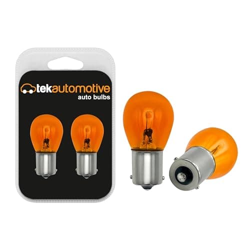 Image of Tek Automotive 343 Amber Indicator Bulbs – 382Y 12V 21W BA15S Auto Bulbs with Straight Level Pins – Replacement Car Indicator Light Bulb, Durable Orange Signal Lamps - Twin Pack