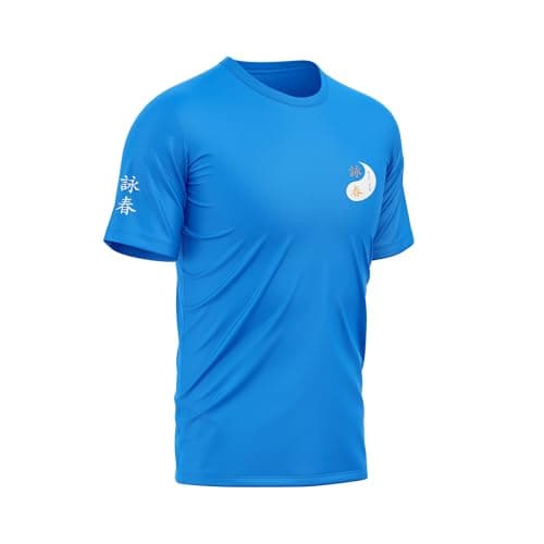 Image of TAO MARTIAL Wing Chun Kung Fu T-Shirt Quick Dry Lightweight Breathable Sport Tshirt, ST222 (Blue, Size L)