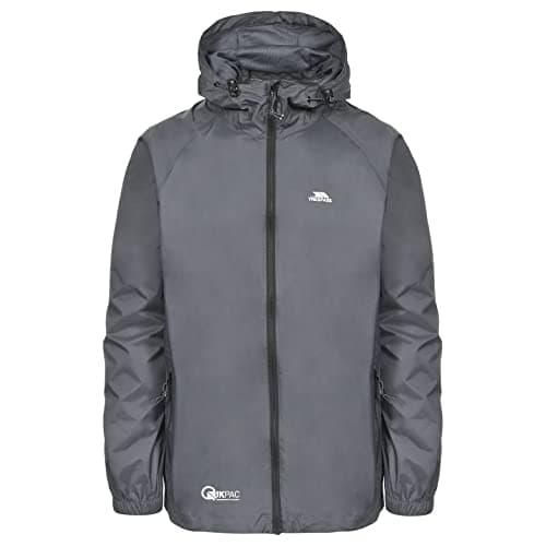 Image of Trespass Adults Waterproof Jacket Qikpac - Lightweight Packaway Raincoat, 2 Zip Pockets, Full Body Front Zip, Adjustable Hood, Storm Flap, Ventilated Back, Foldable Packs in Pouch