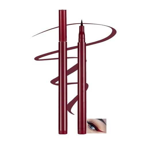 Image of Waterproof Burgundy Eyeliner – Liquid Pencil with Precise Fine Tip – Smudge-Proof & Sweat-Resistant – Bold Pigment for All-Day Wear – Holiday Makeup Pen for Christmas & Festive Glam Eye Looks