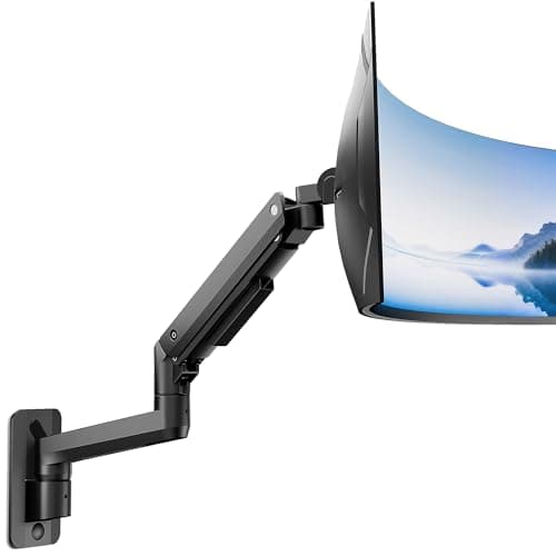 Image of monTEK Ultra Wide Monitor Wall Mount for 17-49 Inch Screens, Heavy Duty Single Monitor Mount up to 44 lbs, Fully Adjustable Gas Spring Wall Mount, 75x75/100x100 VESA Mount, Black