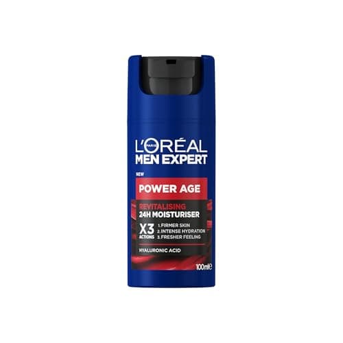 Image of L'Oreal Men Expert Power Age Moisturiser, Hydrating & Revitalising Hyaluronic Acid Moisturiser for Men, designed for Ageing, Dry & Dull Skin 100ml, 1