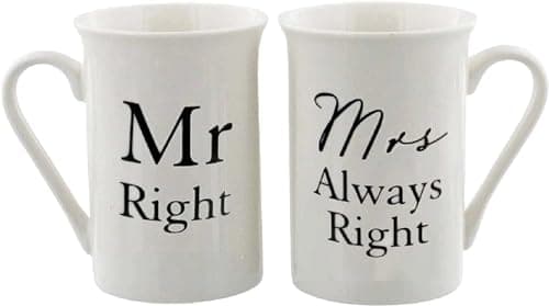 Image of Contento 5017224554818 Amore Mug Set Mrs Always Right Motif Pair Cup, One Size, White