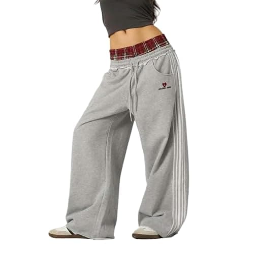 Image of ZBDZSW Retro College Style Loose Fit Two-Piece Set with Double Waist Head Fake Bathroom Pants for Sports Leisure Fashion Gray