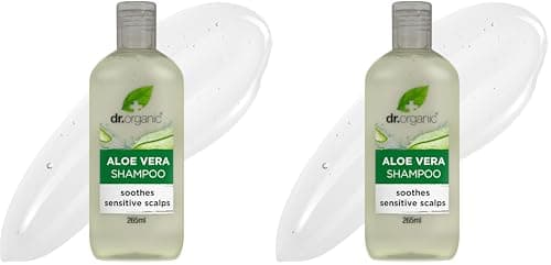 Image of Dr Organic Aloe Vera Shampoo, Soothing, All Hair Types, Natural, Vegan, Cruelty-Free, Paraben & SLS-Free, Recyclable & Recycled Ocean Bound Plastic, Certified Organic, 265ml, Packaging may vary