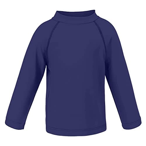 Image of LACOFIA Boys' Long Sleeve Swim Tops Kids Rash Vest Swimming Shirt Toddler Rash Guard Sun Protection Navyblue 2 Years