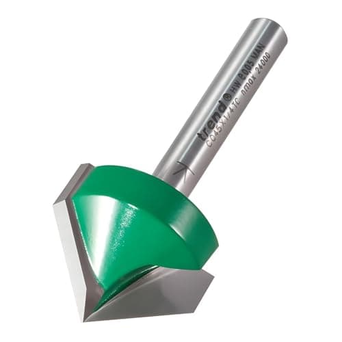 Image of Trend CraftPro Chamfer Router Cutter Bit, 1/4 Inch Shank, 25.4mm Cut Diameter & 45 Degree V Groove, Tungsten Carbide Tipped, C045X1/4TC