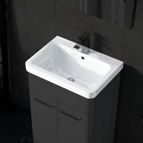 Image of 500mm White Ceramic Mid-Edge Basin Comes with Single Tap Hole and Overflow