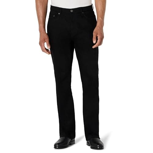 Image of Amazon Essentials Men's Low-Stretch Straight-Fit Bootcut Jeans, Black, 40W / 32L