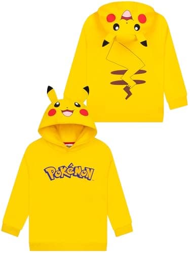 Image of Pokemon Hoodie, Pikachu Boys Hoodie With 3D Ears, Cotton Kids Clothes, Pika Boys' Hoodies, Yellow 5-6 Years