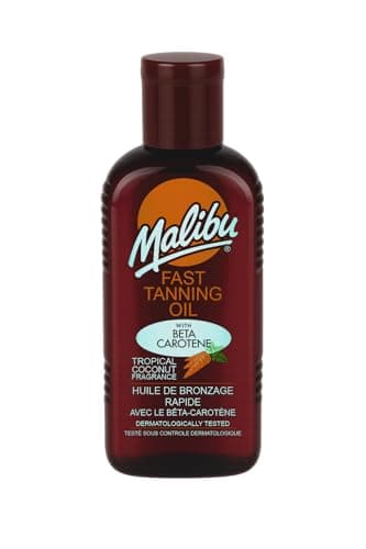 Image of Malibu Sun Bronzing Fast Tanning Oil with Beta Carotene, Hydrating Bronzing Body Oil with Tropical Coconut Fragrance, Water Resistant, 200ml