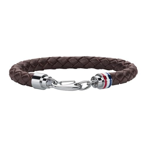 Image of Tommy Hilfiger Jewelry Men's Braided Leather Bracelet Brown - 2700530