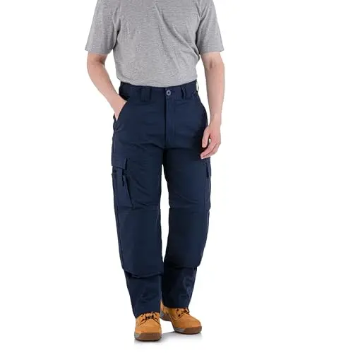 Image of WrightFits Falcon Work Trousers Men - Heavy Duty Work Pants for Men Durable Trademens Workwears - Cargo Combat Trousers Triple Stiching Multi Pocket Kneepad Pocket Size Range 28 to 48 Navy
