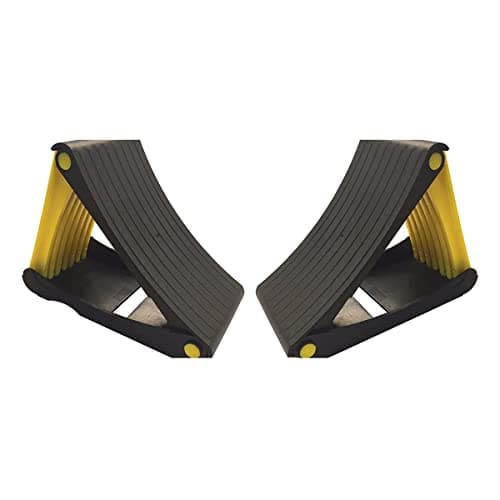 Image of MP Essentials Pair of Foldable Wheel Chocks with Spikes for Caravan, Motorhome, Car, Motorbike & Trailer