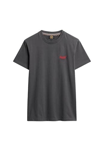 Image of Superdry, T.Shirt Essential Logo EMB Tee, M1011245A, Graphite Black/Fluro Red, 2XL, Man, Adulto