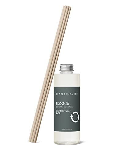 Image of Skandinavisk SKOG 'Forest' Reed Diffuser Refill with 8 Reeds. Lasts +3 Months. Notes: Pine Needles and Fir Cones, Birch Sap and Lily of The Valley. 200 ml