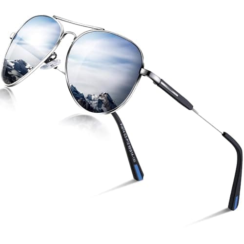 Image of DADA-PRO Sunglasses Mens Polarised Sunglasses Womens Pilot Sun Glasses Black Designer UV Protection Mirrored Reflective Dark Shades Glassesfor Driving Hiking Running (Silver)