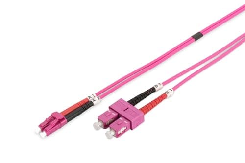 Image of DIGITUS DK-2532-02-4 – Fibre Optic Cable OM4 – 2 m – LC to SC – Duplex Fibre Optic Cable – 1/10/40/100 Gbit/s – MM Multimode Fibre Optic LAN Cable – Fibre Type: 50/125 µ – Purple (Violet)