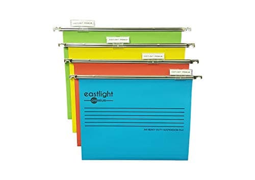 Image of Eastlight Premium Filing Cabinet A4 Suspension Files with Tabs and Inserts (Pack 10) 100% Recycled Manilla. Made in The UK, **Please Check Size Required **