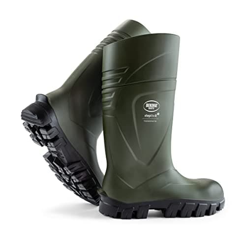 Image of Robust Safety Boots for Men and Women with Toecap and Safety Sole, Metal Free, Work Boots Fishing, Feather Light, Non-Slip, Winter Boots Insulating Down to - 40 Degrees, Green, UK 5 Mens Size