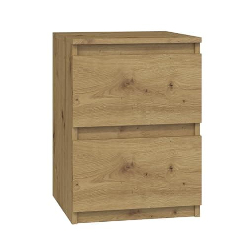 Image of WHATSIZE ENTERPRISE – Moderna – Bedside Cabinet – Contemporary 2 Drawer Wood Bedside Table & Night Stand - Office, Lounge & Bedroom Furniture Storage Cabinet, Artisan