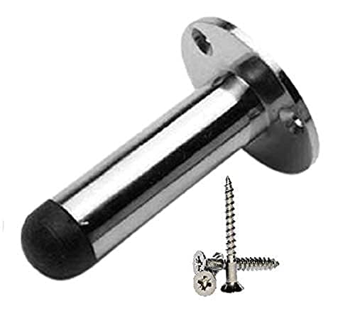 Image of Merriway Chrome Plated BH01665 75mm (3 inch) Projecting Wall Mounted Pillar Door Stop, 75 mm