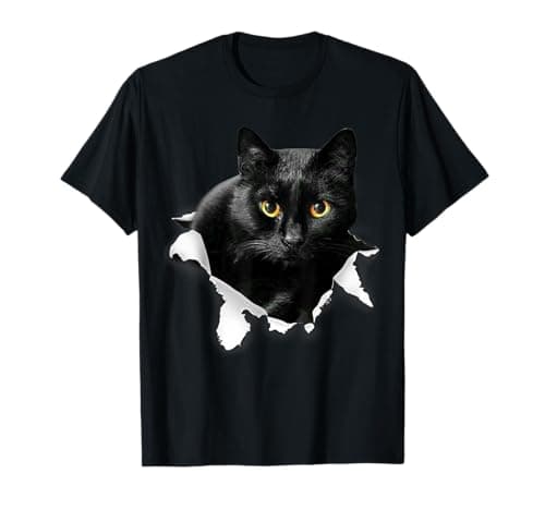 Image of Black Cat Torn Cloth Gifts: Cat Lover T-Shirt