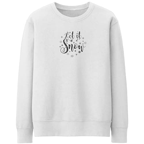 Image of Purple Print House Let It Snow Sweatshirt For Women Festive Christmas Snowflakes Jumper Xmas Snow Cosy Sweater, M, White