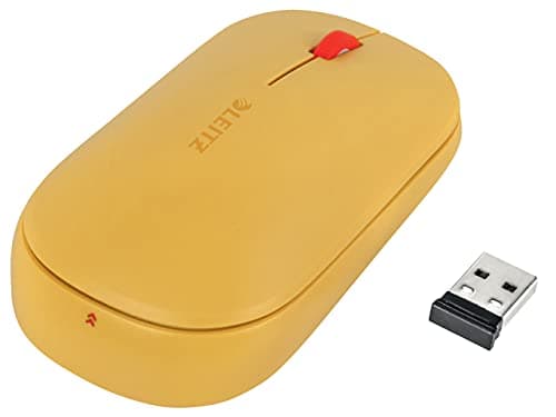 Image of Leitz SureTrack Wireless Bluetooth Mouse, Ambidextrous Mouse Design For Laptop/ Computer, Bluetooth or 2.4 GHz USB-A Dongle Connection, Windows, Android & Apple, Cosy Range, Warm Yellow, 65310019
