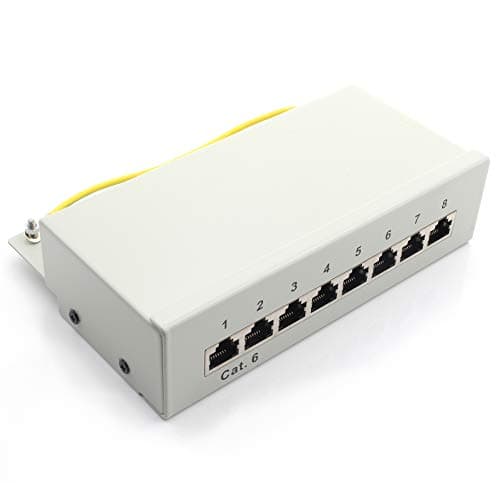Image of 1aTTack.de 367453 Patch panel CAT6 8 port white distribution panel LSA+ connection technology network distribution - RJ45 - TIA 568 A/B - white