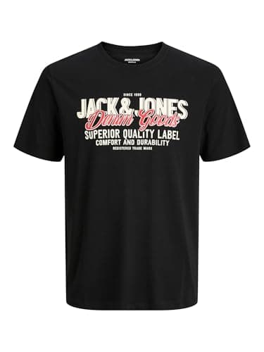 Image of JACK & JONES Mens Jjestar Jj Tee Noos Pls T-Shirt, Black, 3XL Plus UK