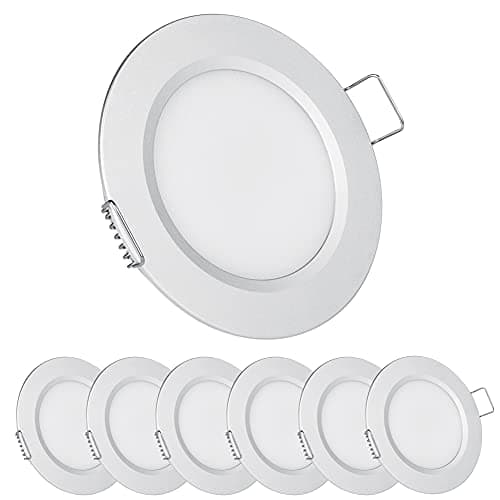 Image of acegoo 12V LED Campervan Recessed Mount Ceiling Light, 2.5W 6 Pack CRI 93 Caravan Boat Downlight Spot Lights for Van Cabin Truck Motorhome Sailboat Under Cabinet Kitchen Bathroom, Silver 3000K