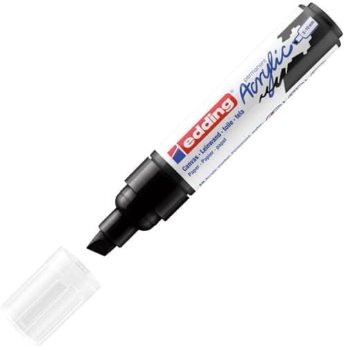 Image of edding 5000 acrylic marker broad - black - 1 waterproof acrylic paint marker - chisel tip 5-10 mm - acrylic paint pens for drawing on canvas, art paper and wood - acrylic markers for pebbles