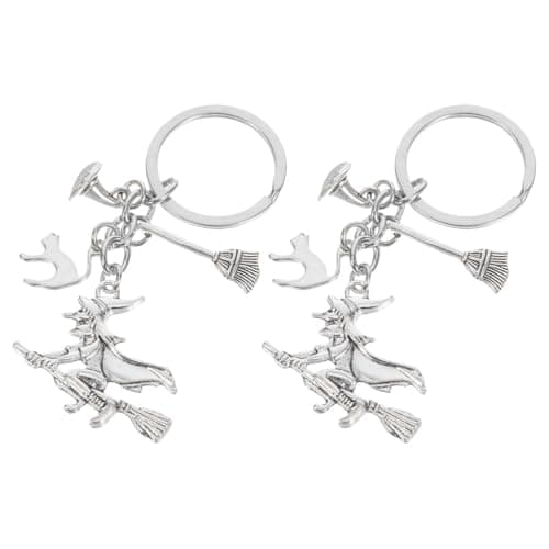 Image of FOMIYES 2pcs Witch Keychain Halloween Keychain Spooky Horror Cute Cat Keyring Halloween Party Favor Pendant Charms for Backpacks