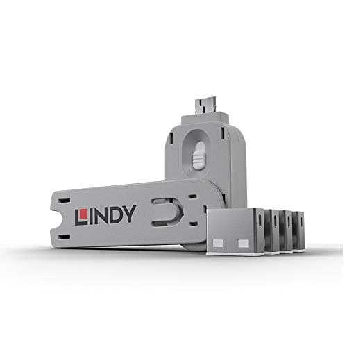 Image of Lindy USB Type A Port Blocker Key - Pack of 4 Blockers, White