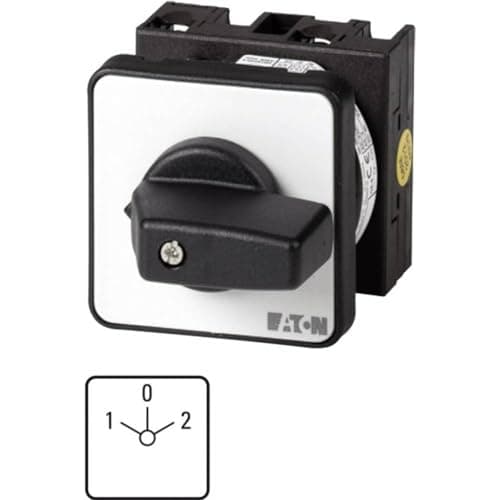 Image of Eaton 091047 reversible switch, contacts: 5, 20 A, front plate: 1-0-2, 60 degrees, locking, installation.